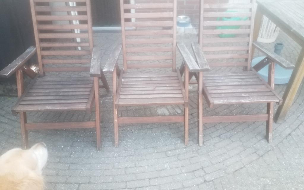 tuinstoelen, Ophalen, Gebruikt, Hout, Inklapbaar