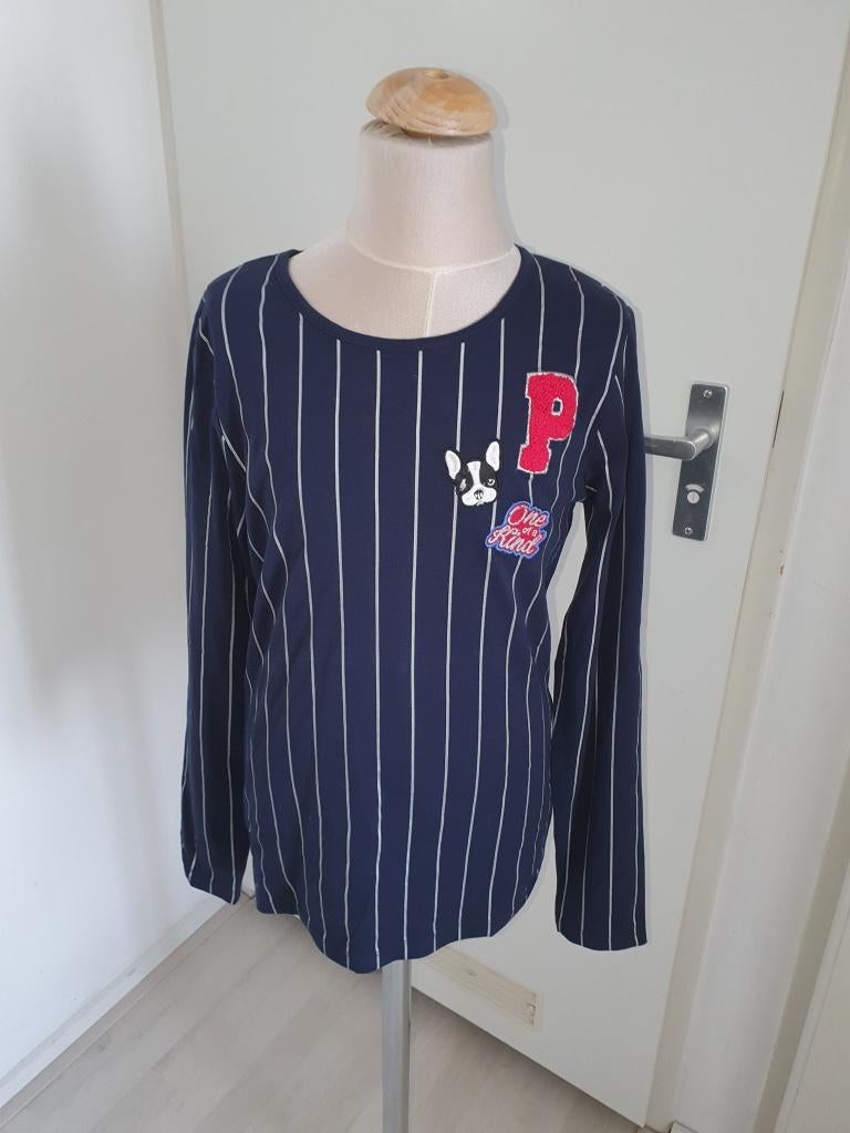 blauwe longsleeve maat 164   -k5, Ophalen of Verzenden, Zo goed als nieuw, Meisje, Shirt of Longsleeve