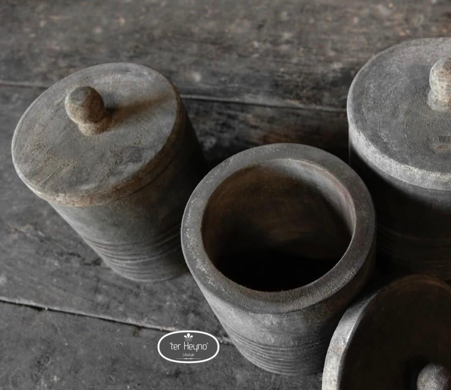 Houten pot met deksel bakje hout stoer sober landelijk, Verzenden, Nieuw