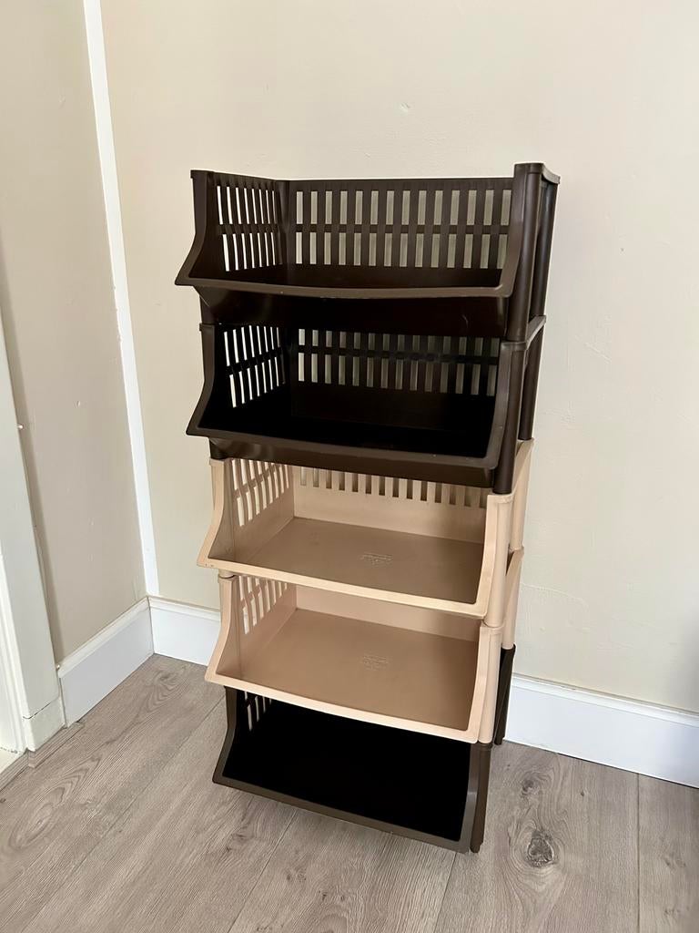 VERKOCHT Retro stapelrek Tomado Storie-box. jaren 70 kratten, Ophalen, Gebruikt