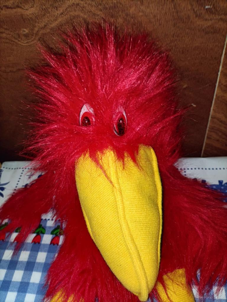 Kraai handpop vogel rood rekenhulp school 38 cm groot, Ophalen of Verzenden, Zo goed als nieuw, Overige typen