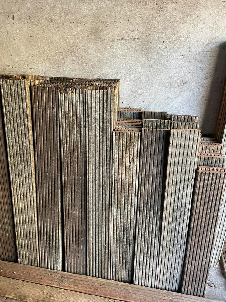 Hardhouten Bankirai vlonderplanken 28mm, v steiger 17,5 m2, Tuin en Terras, Terrasdelen en Vlonders, Zo goed als nieuw, Hout, Ophalen