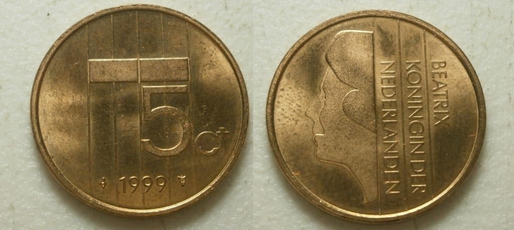 PD02594 Beatrix 5 cent 1999, Postzegels en Munten, Munten | Nederland, Ophalen of Verzenden, Koningin Beatrix, 5 cent, Losse munt