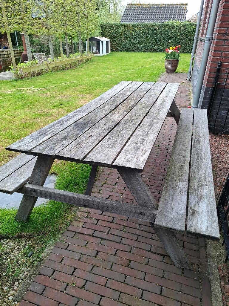 Picknicktafel, Tuin en Terras, Picknicktafels, Ophalen, Gebruikt, Rechthoekig, Hout