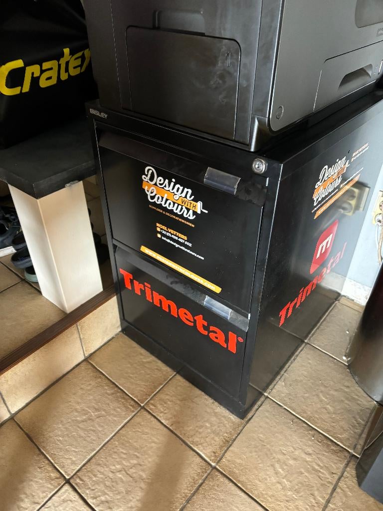 Bisley Stalen Archiefkast 2 Lades 470 x 622 x 711 mm Zwart, Ophalen, 50 tot 100 cm, Zo goed als nieuw, Met slot