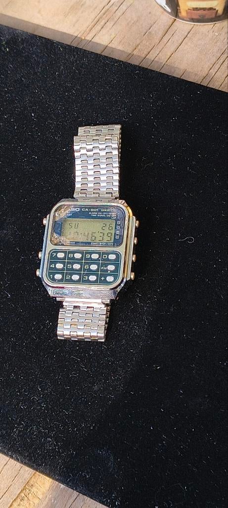 Zeldzame Vintage Casio CA-901 Game Rekenmachine Horloge, Gebruikt, Staal, Polshorloge, Ophalen of Verzenden