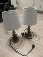 Schemerlampen inclusief lampjes wit en hout, Huis en Inrichting, Lampen | Tafellampen, Ophalen, Minder dan 50 cm, Hout, Landelijk