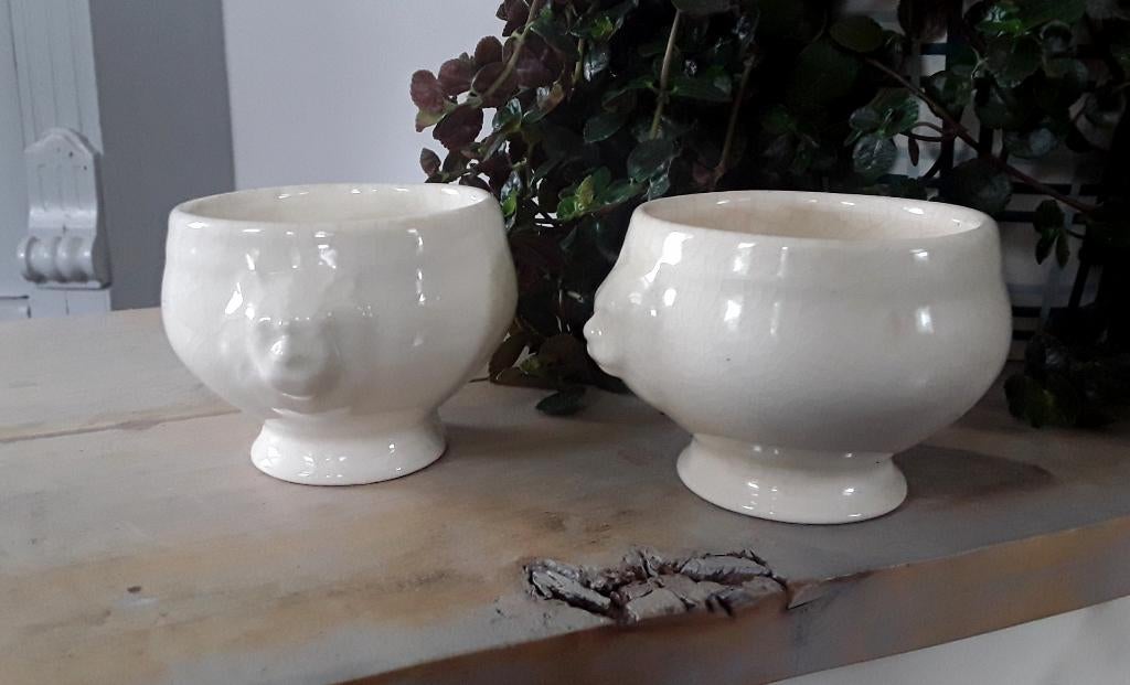 Brocante schaaltjes met leeuwenkop (beetje beboterd), Ophalen of Verzenden