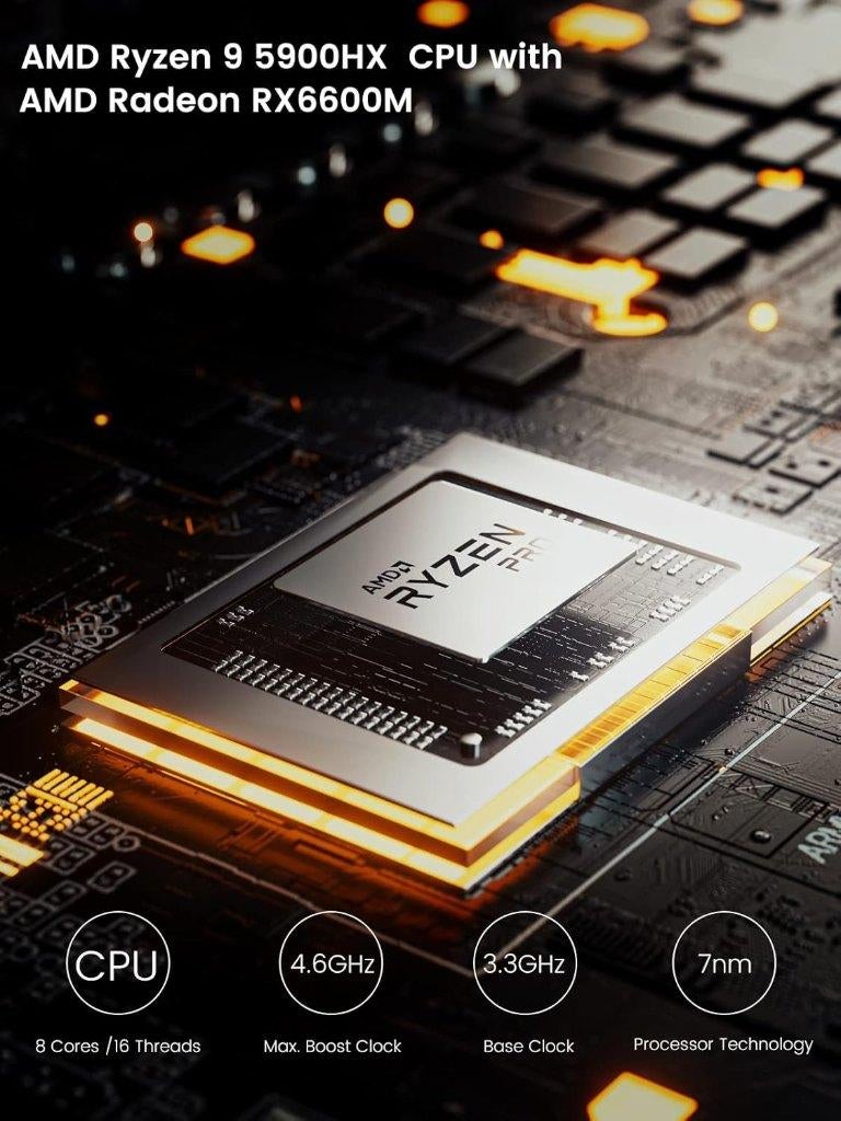 MINIS FORUM Mini Gaming PC HX90G, AMD Ryzen 9 5900HX, Minisforum, Gebruikt, 32 GB, AMD Ryzen 9