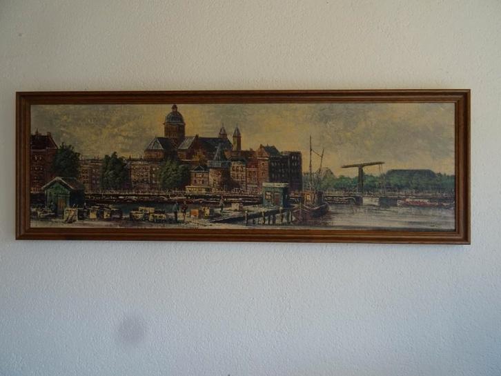 Schilderij Amsterdam onbekende schilder., Antiek en Kunst, Kunst | Schilderijen | Klassiek, Ophalen