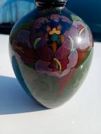 Jugendstil Plateel Amphora Vaas met Bloemmotief, Ophalen of Verzenden
