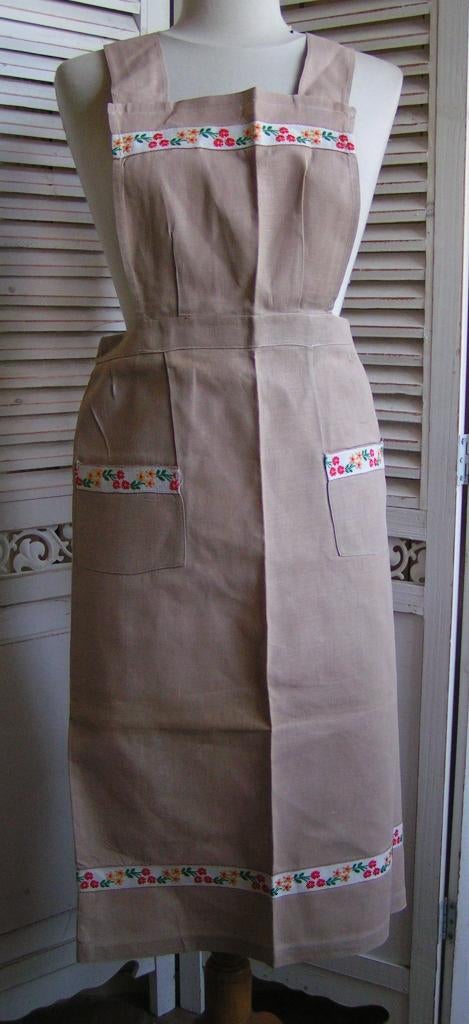 nieuw vintage linnen schort nr XX 71, Verzenden, Nieuw, Schort