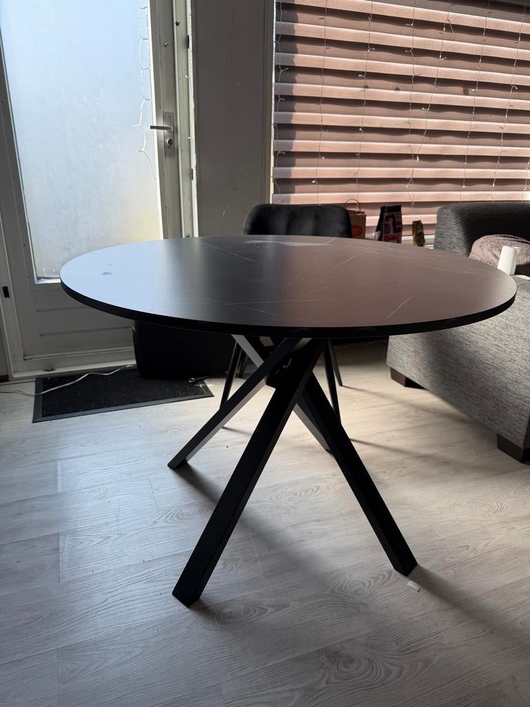 Zwarte marmerlook tafel, 105 cm, zo goed als nieuw, Huis en Inrichting, Tafels | Eettafels, Ophalen, Overige materialen, 100 tot 150 cm