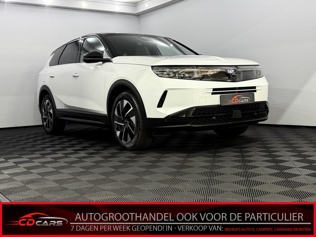 Opel Grandland 1.2 Turbo Hybrid GS-e 360 Camera, Navi, Half, Auto's, Opel, Gebruikt, 1199 cc, Leder en Stof, Wit