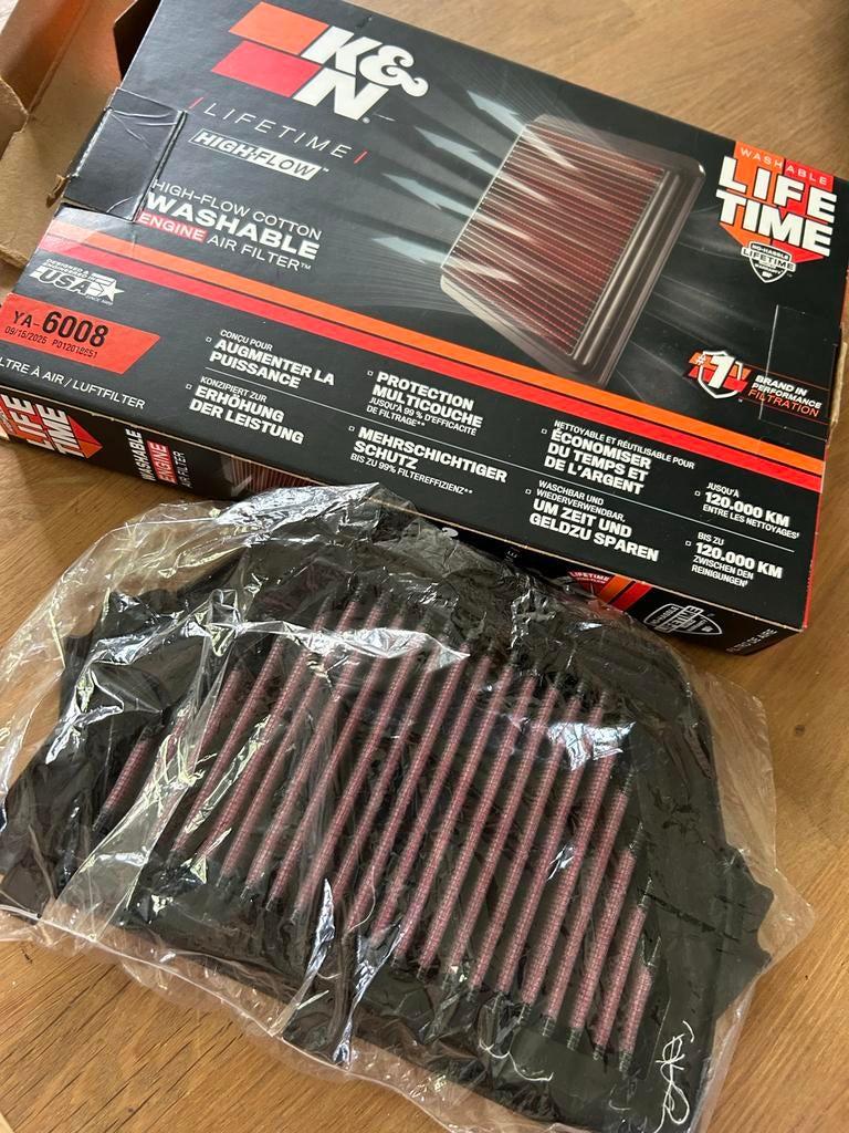 K&N Luchtfilter YA-6008 voor Yamaha R6 (2008-2020), Motoren, Ophalen of Verzenden, Nieuw