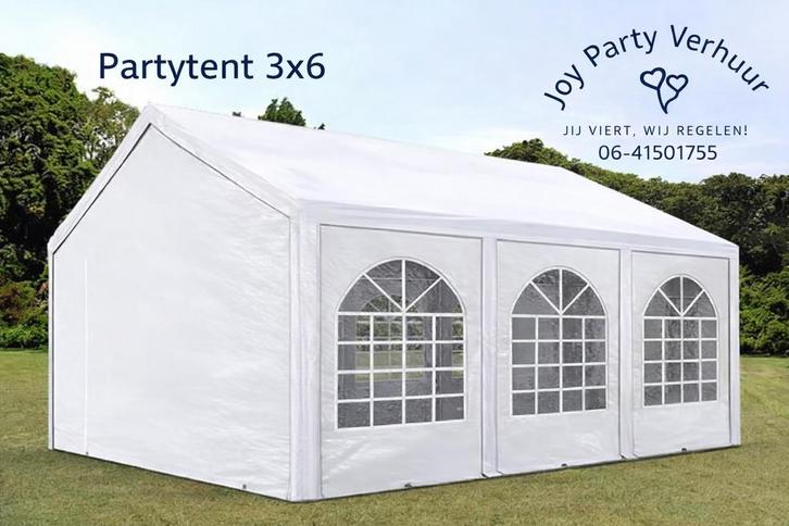 Partytent 3x6 te huur / huren, Tuin en Terras, Partytenten, Zo goed als nieuw, Minder dan 5 meter, Ophalen