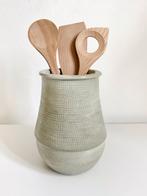 Prachtige vaas keramiek pot handgemaakt ambacht groen uniek, Rond, Ophalen of Verzenden, Aardewerk, Binnen