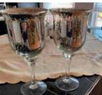 2 st. Zilver Glazen Kelk Kandelaar op Voet/ Lifestyle Metaal, Huis en Inrichting, Woonaccessoires | Kandelaars en Kaarsen, Ophalen of Verzenden