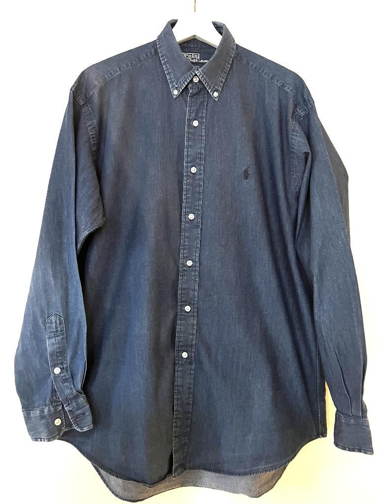 RALPH LAUREN - blauw overhemd - M, Ralph Lauren, Halswijdte 39/40 (M), Zo goed als nieuw, Verzenden