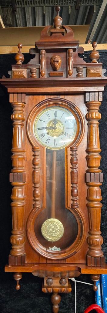 Houten wandklok met slinger, Antiek en Kunst, Antiek | Klokken, Ophalen
