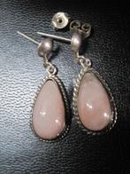 Vintage oorhangers oorbellen rozenkwarts zilver 925 Z1, Ophalen, Hangers, Zo goed als nieuw, Roze