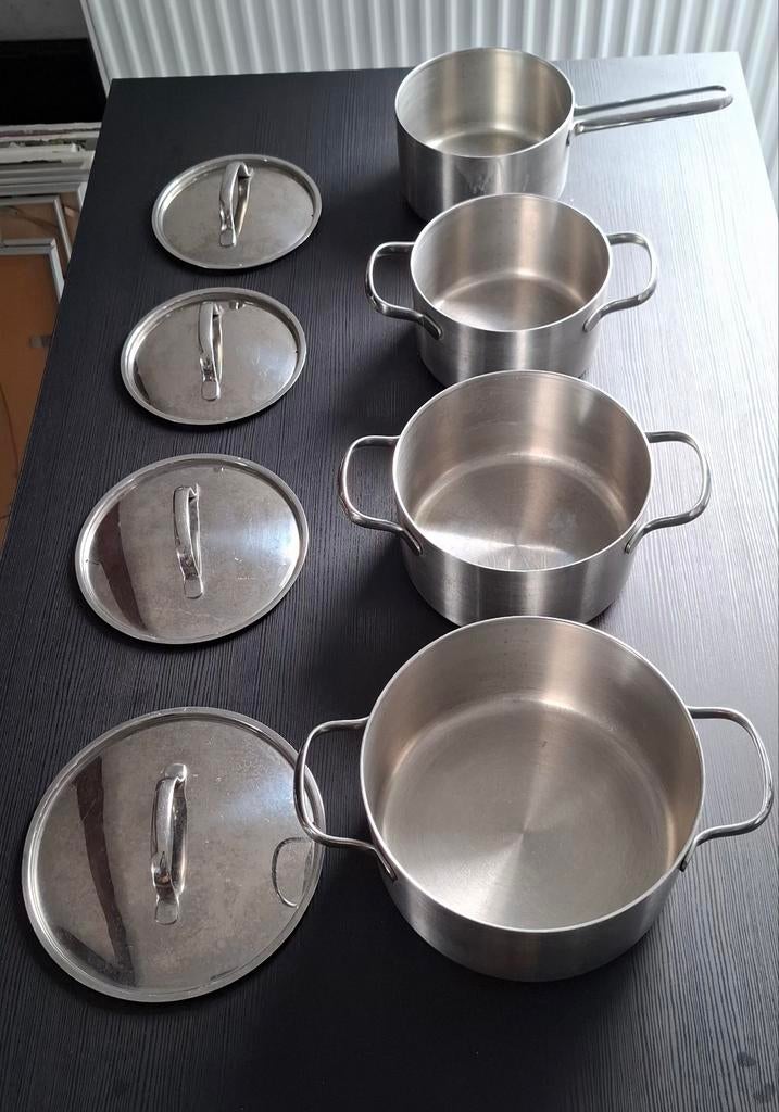 4 delige pannenset BK   gebruikt op gas. 2x16 1x18 1x20  cm, Ophalen, Overige materialen, Pannenset