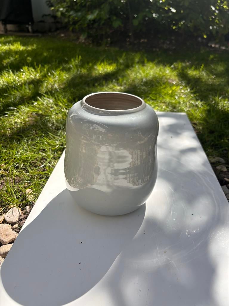 Handgemaakte Keramiek Vaas met Wit Glazuur, Antiek en Kunst, Antiek | Vazen, Ophalen of Verzenden