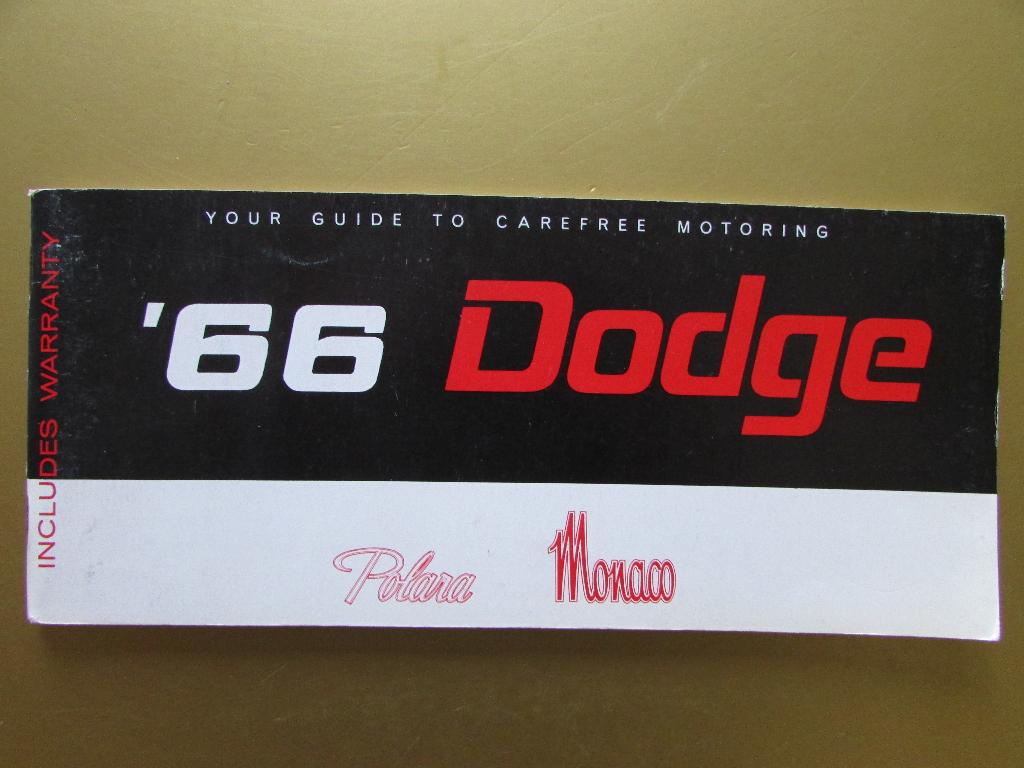 1966 Dodge Polara & Monaco owner's manual, Engels, Ophalen of Verzenden