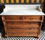 Antieke Franse commode, wastafel, dressoir met marmeren blad, Ophalen, Gebruikt, 100 tot 150 cm, Minder dan 100 cm