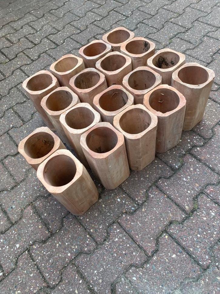 Terracotta Kokers - Tuin Decoratie BIEDEN!, Tuin en Terras, Bloempotten, Gebruikt, Terracotta, Binnen, Minder dan 40 cm, Minder dan 25 cm