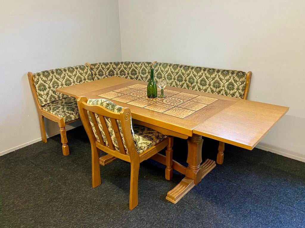 Originele Vintage Duitse eethoek oostenrijkse zithoek hoek, Huis en Inrichting, Ophalen, Inclusief barstoelen, Zo goed als nieuw