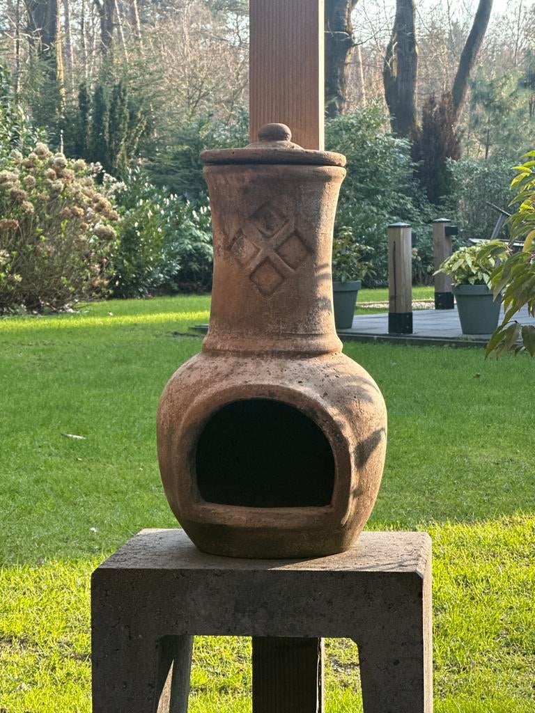 Terracotta houtkachel buiten, Tuin en Terras, Tuinhaarden, Ophalen, Gebruikt
