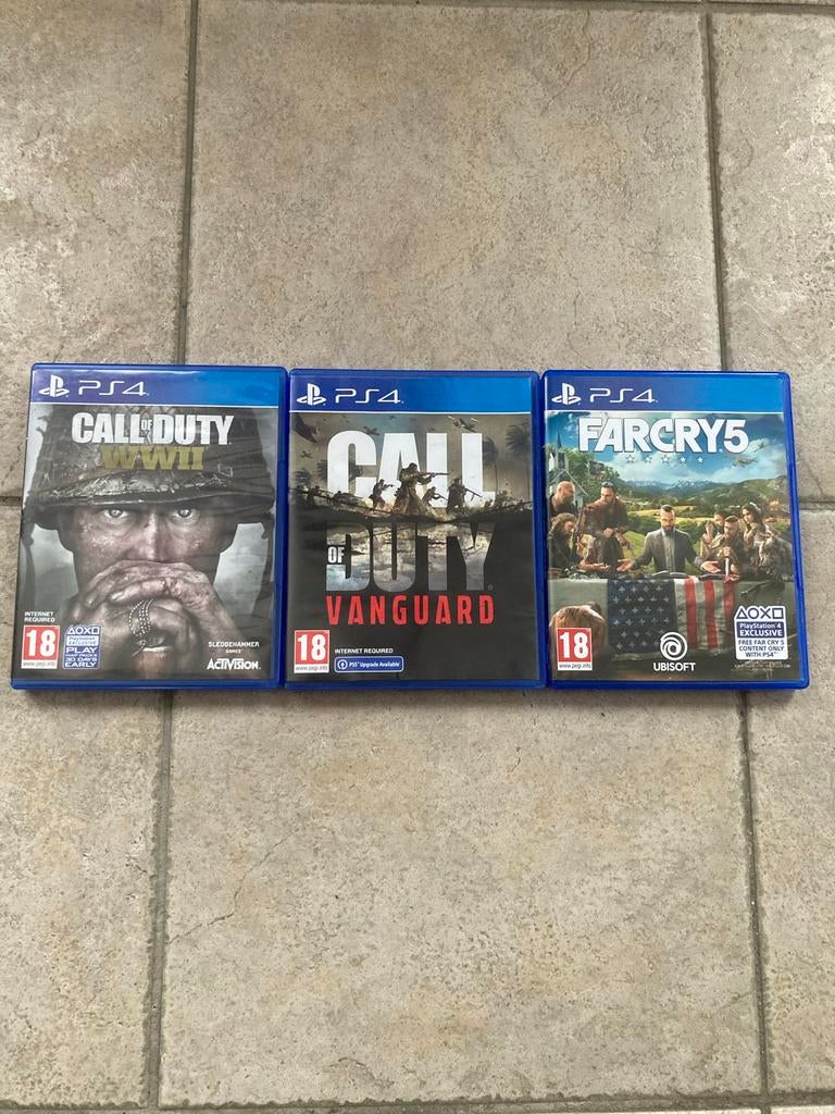 PS4 games: Call of Duty WWII, Vanguard, Far Cry 5, Spelcomputers en Games, Games | Sony PlayStation 4, Online, Gebruikt, Vanaf 18 jaar