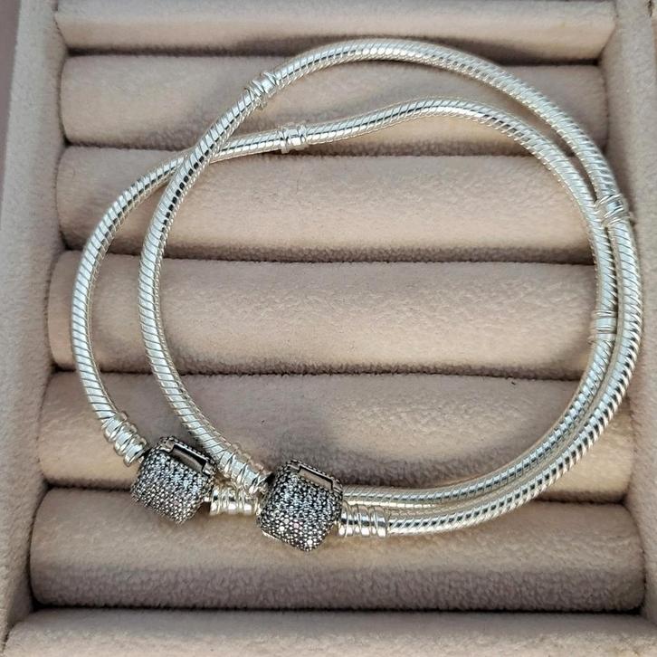 Originele Pandora armbanden 20cm, Sieraden, Tassen en Uiterlijk, Armbanden, Nieuw, Zilver, Zilver, Met strass, Ophalen of Verzenden