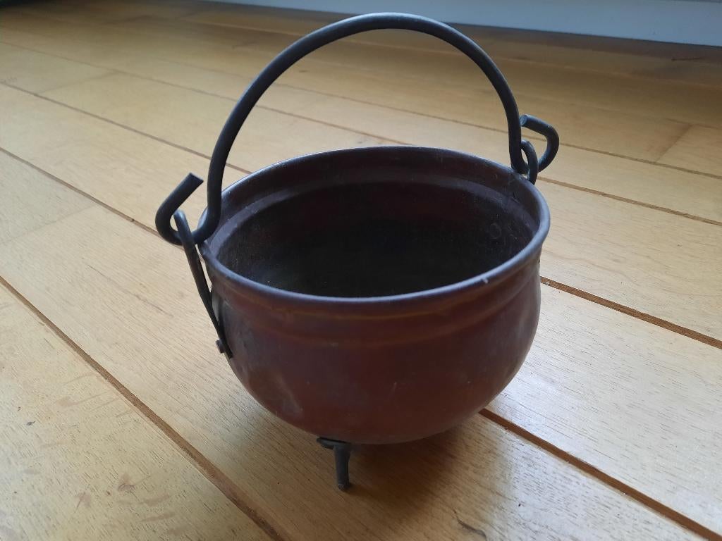 Brocante koperen bloempot - 11 cm Ø 13,5 cm -, Ophalen