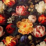 Luxury bloemen print velours, Huis en Inrichting, Stoffering | Gordijnen en Lamellen, Zwart, C, 200 cm of meer, C