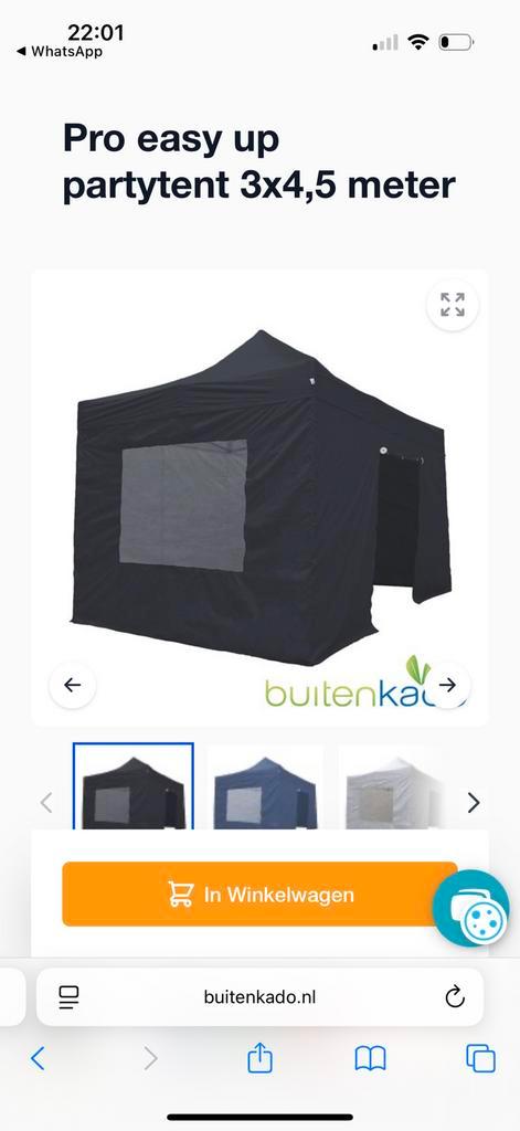 Partytent - Pro up easy tent 3 x 4,5 mtr - zwart, Tuin en Terras, Partytenten, Zo goed als nieuw, Partytent, Minder dan 5 meter