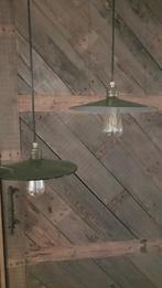 Franse hanglampen, Groen emaille vintage hanglampjes 4 stuks, Ophalen of Verzenden, Zo goed als nieuw, Minder dan 50 cm