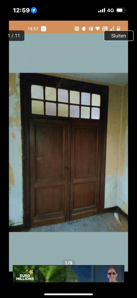 2 identieke sets ensuitedeuren met bovenlicht, Doe-het-zelf en Verbouw, Deuren en Horren, Gebruikt, Binnendeur, 215 cm of meer