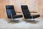 ZGANieuw! 2 zwarte leren Harvink Optie draaifauteuils, Harvink, Harvink, Design, 75 tot 100 cm