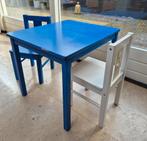 Blauwe en wit Ikea Kritter tafel en stoeltjes, Ophalen, Gebruikt, Tafel(s) en Stoel(en)