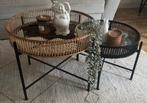 Rotan Salontafel Set - Twee Stuks, Huis en Inrichting, Tafels | Salontafels, Ophalen, Overige materialen, Rond, 50 tot 100 cm