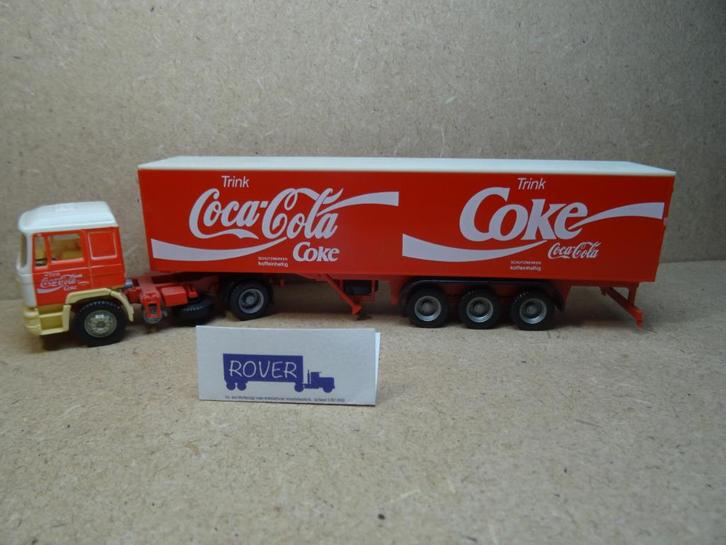 HERPA 1:87, MAN + Oplegger " COCA-COLA ", Zie Foto`s, Hobby en Vrije tijd, Modelauto's | 1:87, Zo goed als nieuw, Bus of Vrachtwagen