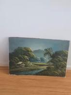 Schilderij op doek indonesie vulkaan en hut, Ophalen