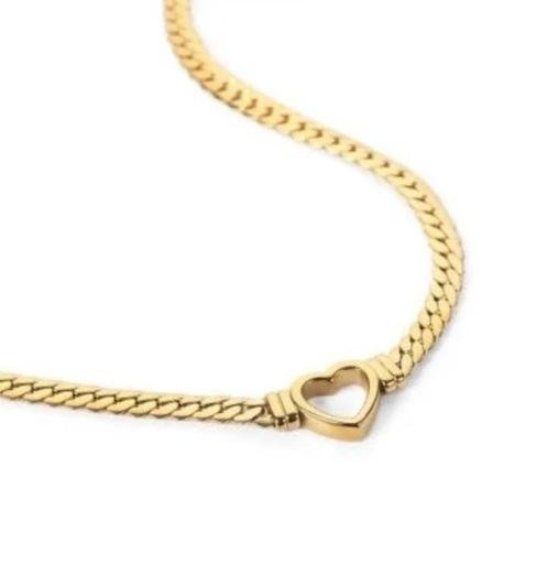 Stainless steel hart choker ketting goud (39+5cm), Sieraden, Tassen en Uiterlijk, Kettingen, Nieuw, Overige materialen, Goud, Verzenden