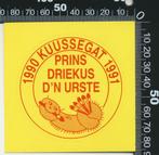 Sticker: Kuussegat - Prins Driekus den Urste - 1990 1991, Verzenden, Zo goed als nieuw, Bedrijf of Vereniging