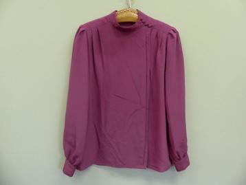 Vintage top, blouse met lange mouwen paars | HIP 2eHands |