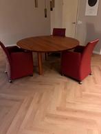 Eetkamertafel met 3 stoelen, Huis en Inrichting, Complete eetkamers, Ophalen, Zo goed als nieuw, Rond kersenhout, Minder dan 4 stoelen