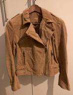 MANGO suède varkensleer biker jas maat XS beige ZGAN, Mango, Beige, Ophalen of Verzenden, Zo goed als nieuw