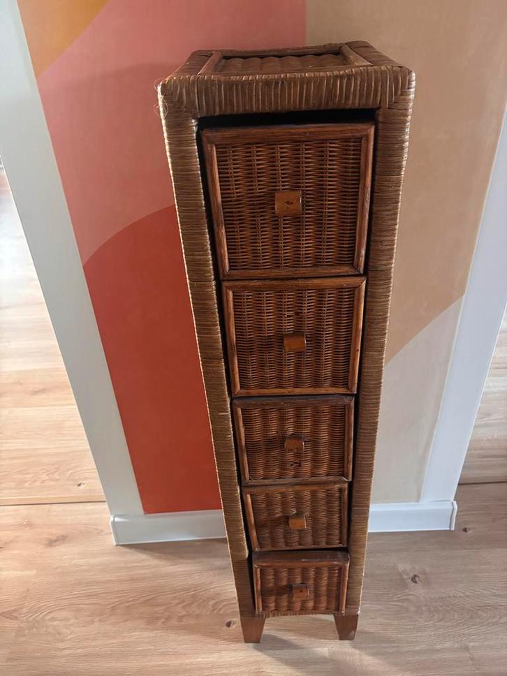 Boho Rietkastje Wandkast Ladekast, Huis en Inrichting, Kasten | Dressoirs, Gebruikt, Minder dan 50 cm, 25 tot 50 cm, Met lade(s)